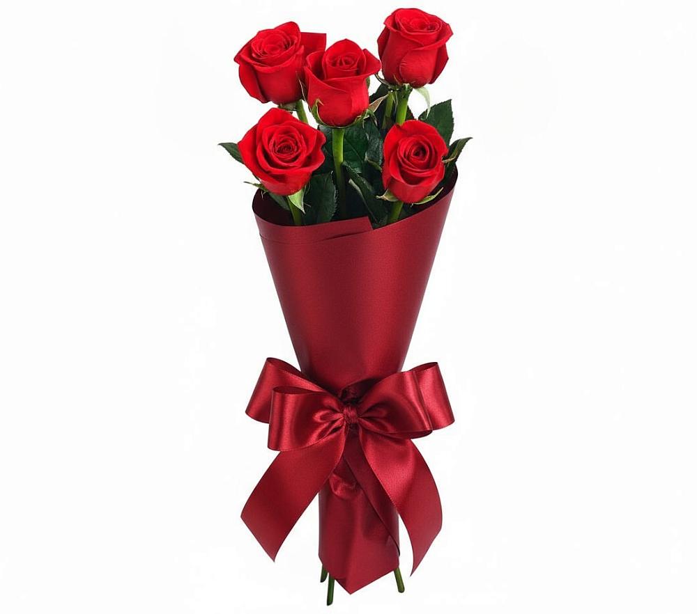 Букет 5 Красных роз Эдлесс Лав в Красный Октябрь