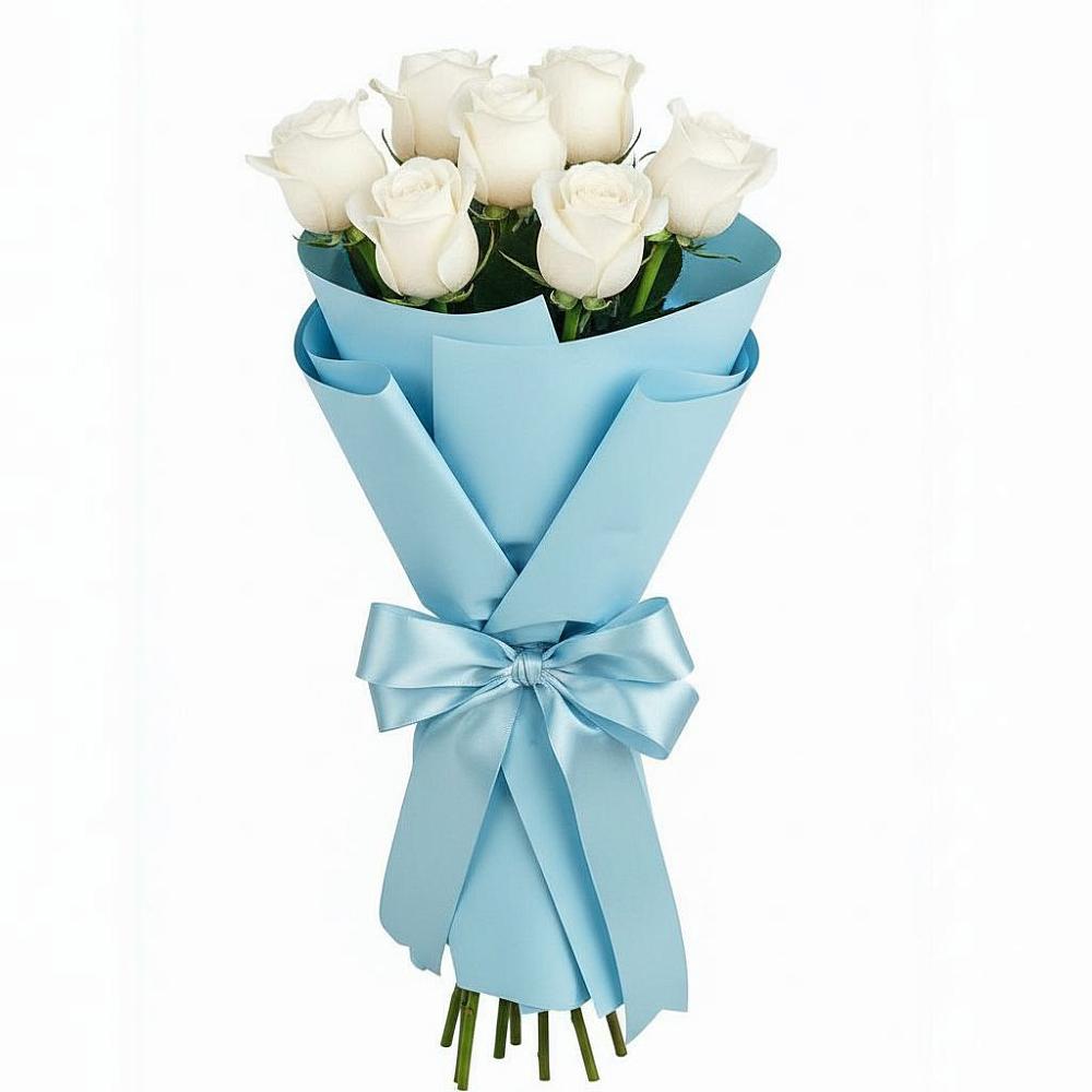 Букет 7 белых роз Проуд в Красный Октябрь