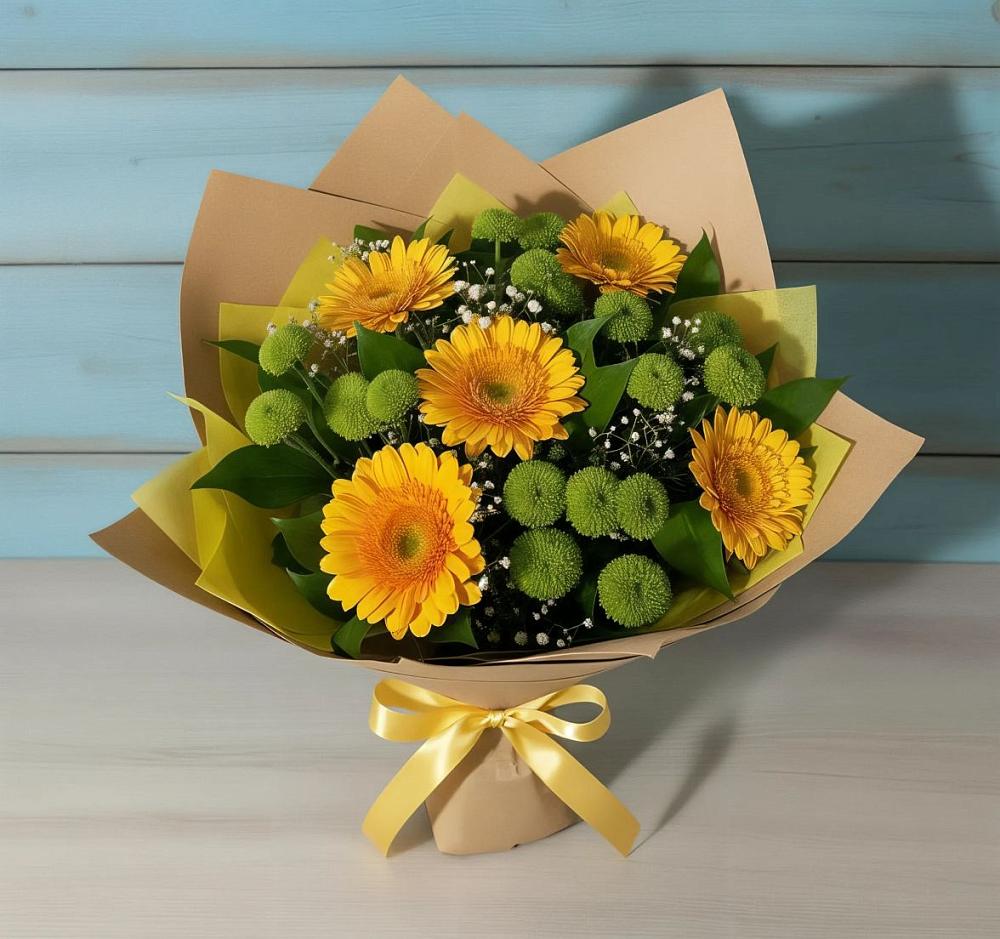 Букет цветов из: Герберы и Хризантемы в Красный Октябрь