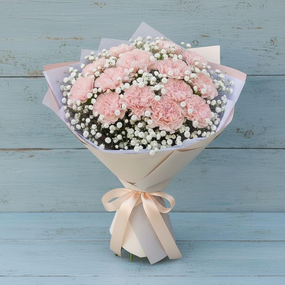 Букет цветов из: Гвоздики в Красный Октябрь