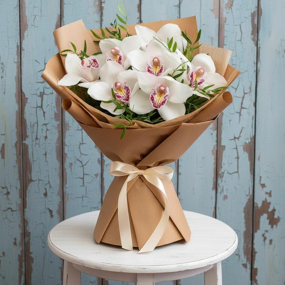 Букет цветов из: Орхидеи и Розы в Красный Октябрь