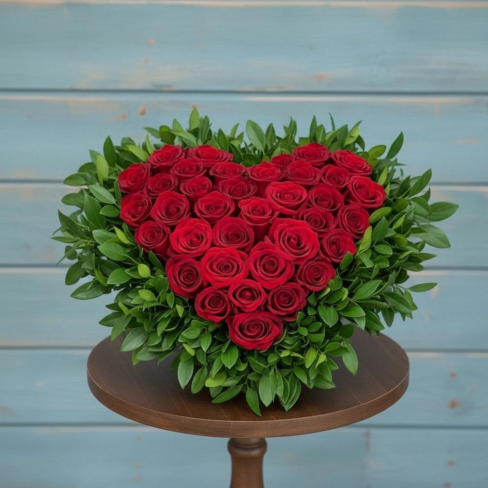 Цветочная композиция из Розы в виде сердца в Красный Октябрь