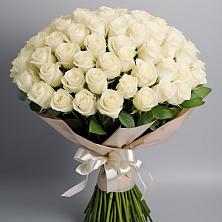 Букет 101 беля роза Белоснежка в Красный Октябрь