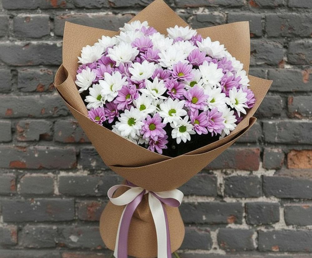 Букет цветов из: Хризантемы в Красный Октябрь