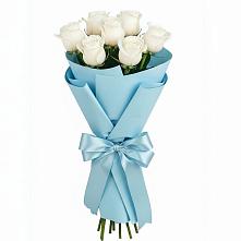 Букет 7 белых роз Проуд в Красный Октябрь