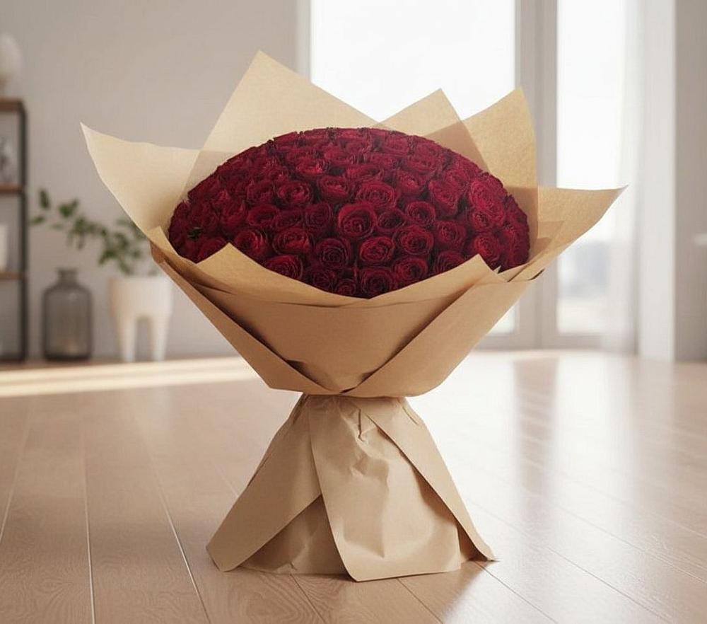 Букет 101 Красная роза в Красный Октябрь