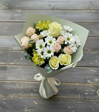 Букет цветов из:  Альстромерии, Розы и Хризантемы в Красный Октябрь