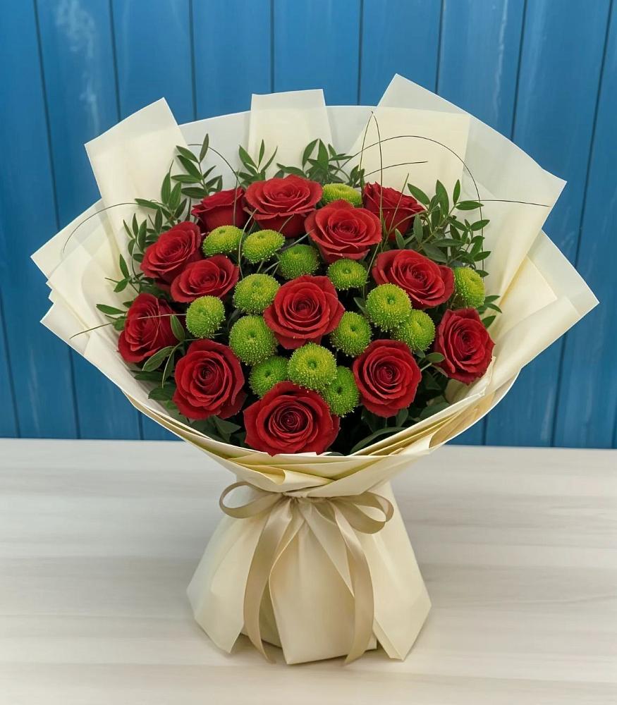 Букет цветов из: Розы и Хризантемы в Красный Октябрь