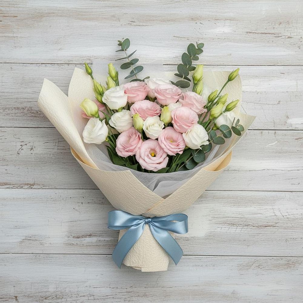 Букет цветов из: Лизиантусы в Красный Октябрь